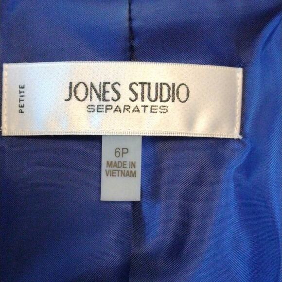 Jones Studio Career Blazer Jacket Sz 6 Petite Blue Office Career Boss Boardroom - Picture 6 of 12